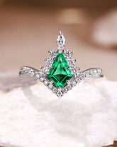 TESSERA Unique Emerald Kite Shape Engagement Ring